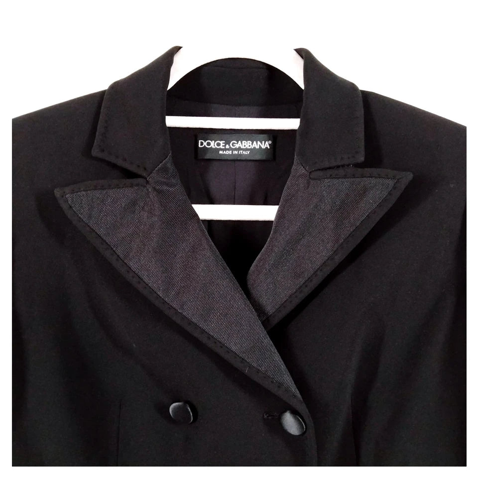 DOLCE&GABBANA ITALY. Black Rayon Acetate Silk Coat