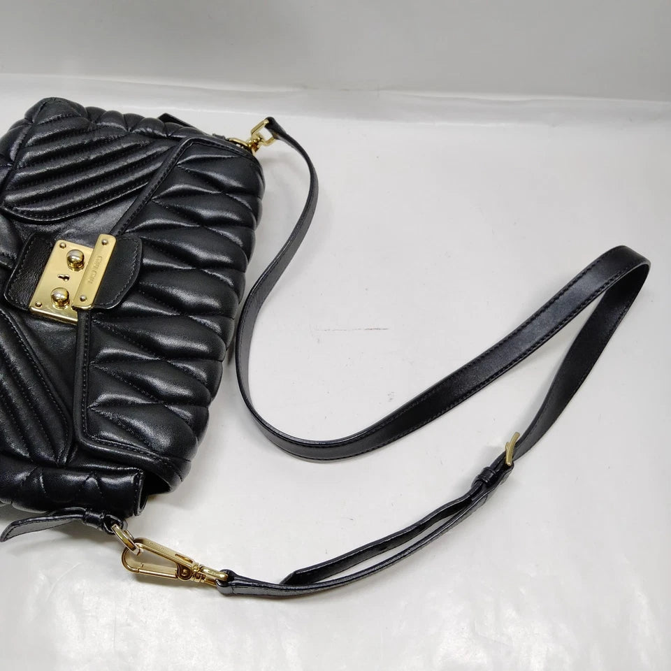 Miu Miu Italy. Black Leather Shoulder Bag / Crossbody/Tote Bag