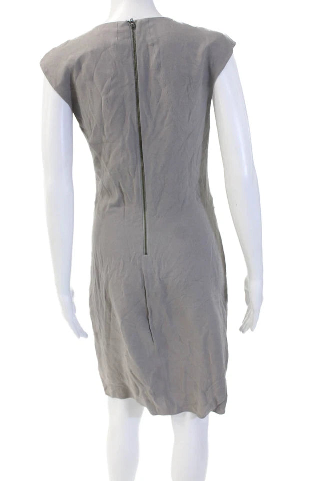 Helmut Lang NY. Gray Silk Sheath Midi Dress