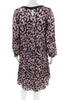 Nina Ricci Paris. Silk Long Sleeve Pink Black Abstract Print Dress