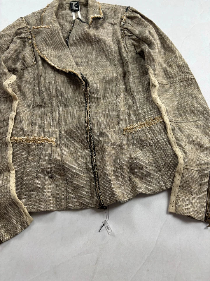 Tricot Chic (Hysteric Glamour, no Label) JAPAN. Vintage 2000s Cotton Tweed Zipper Distressed Tweed Jacket