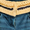 Chanel Paris. Blue W Embellishment Cotton Polyurethane Jeans