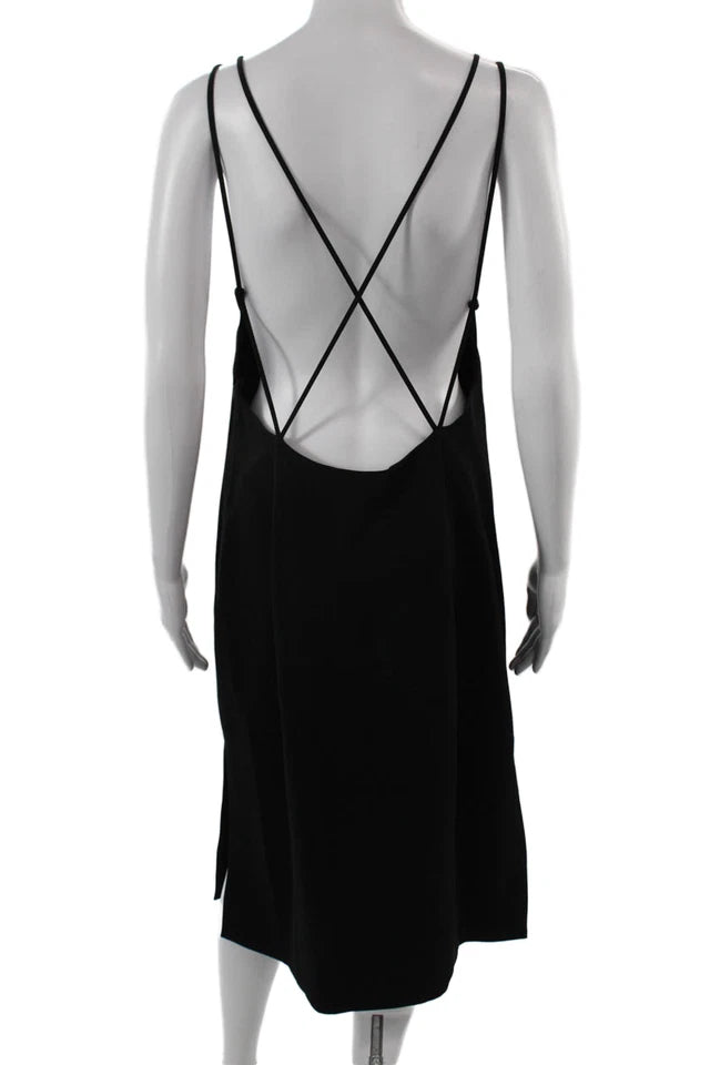 Rag & Bone NY. Black Square Neck Mid-Calf Sleeveless Slip Dress