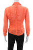 DKNY New York. Silk Orange Button-Up Blouse Collared Long Sleeve Top