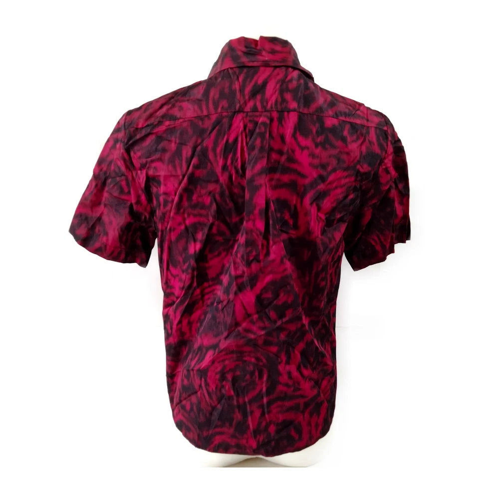 Christian Dior Paris. Vintage Reds Abstract Silk Top