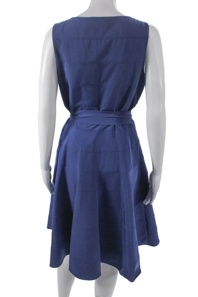 Calvin Klein NY.  Blue Boat Neck A-Line Knee Length Dress