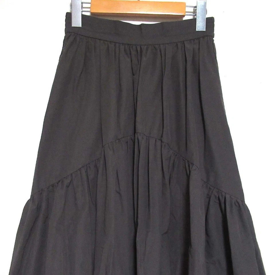 Ungrid Japan. 24SS Collection. Charcoal Gray Gathered Design Flare Skirt