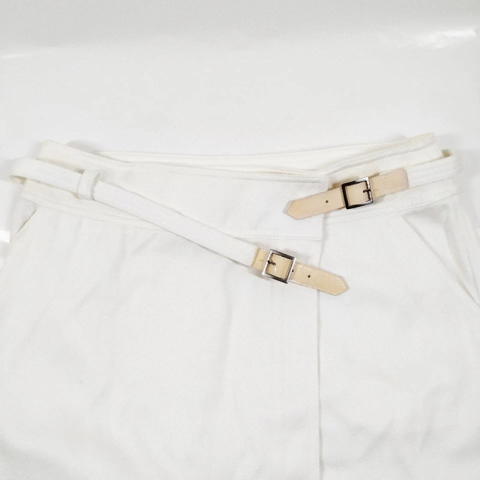 Chanel Paris. Vintage White Cotton Belted Logo Skirt