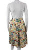 Marni Italy. Pleated Multicolor Geometric Cotton Long Skirt