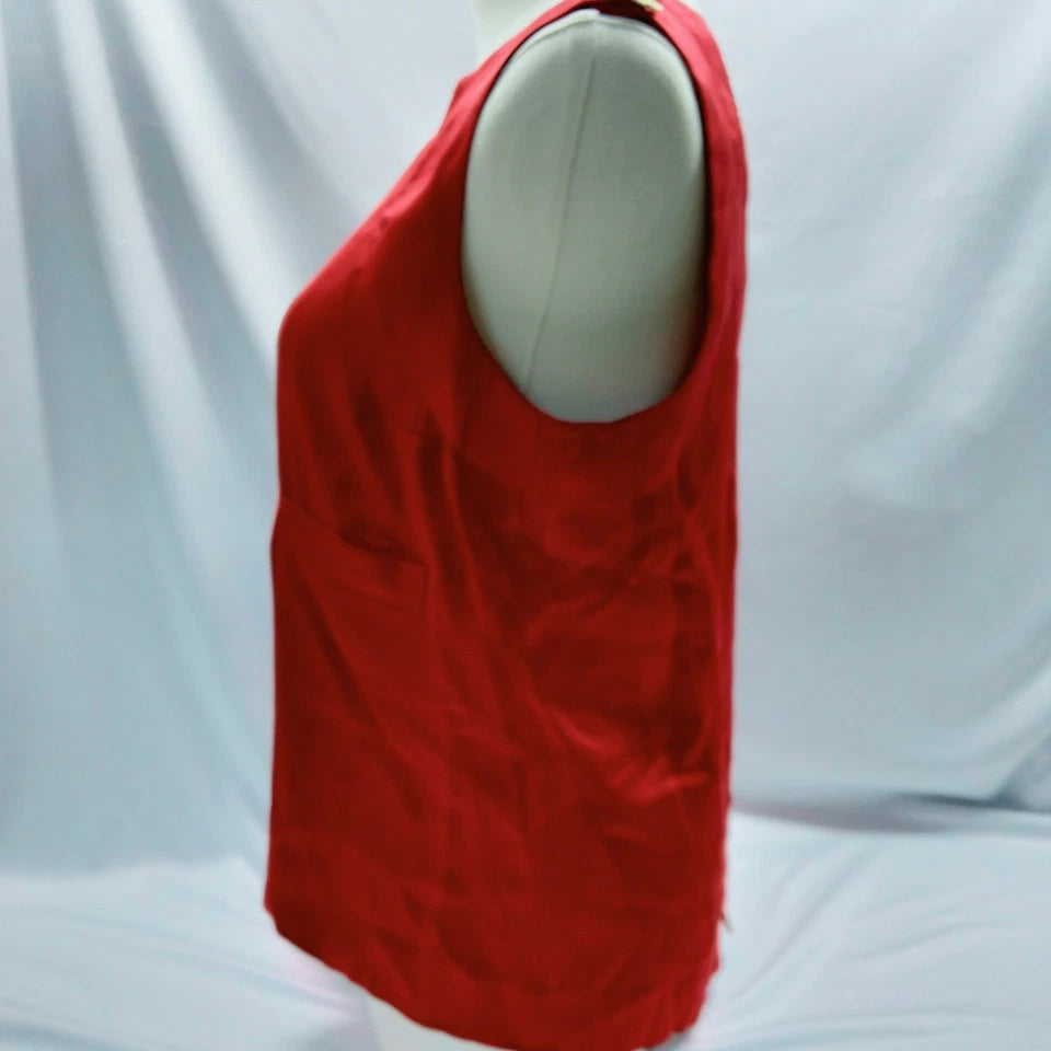 CHANEL PARIS. Vintage Burgundy Red Silk Chanel Buttons Shoulder, and Back Top