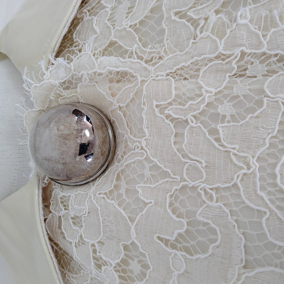 DOLCE&GABBANA ITALY. Vintage  Rayon Cotton Cream Lace with Big Silver Buttons Top/Coat