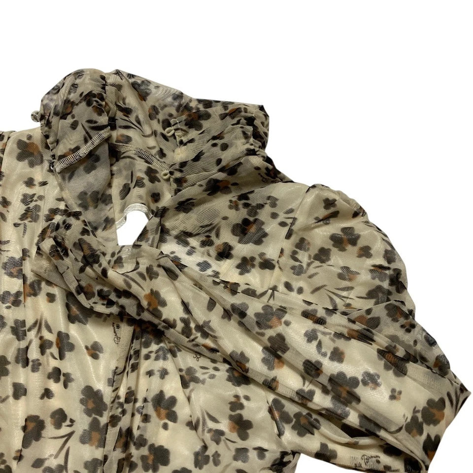 LILY BROWN JAPAN. NEW W/TAGS. 26SS COLLECTION Beige Cutting Tulle Print Dress