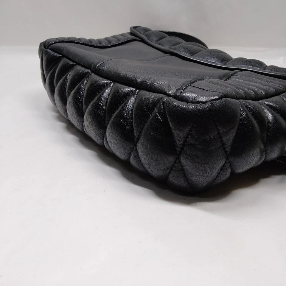 Miu Miu Italy. Black Leather Shoulder Bag / Crossbody/Tote Bag