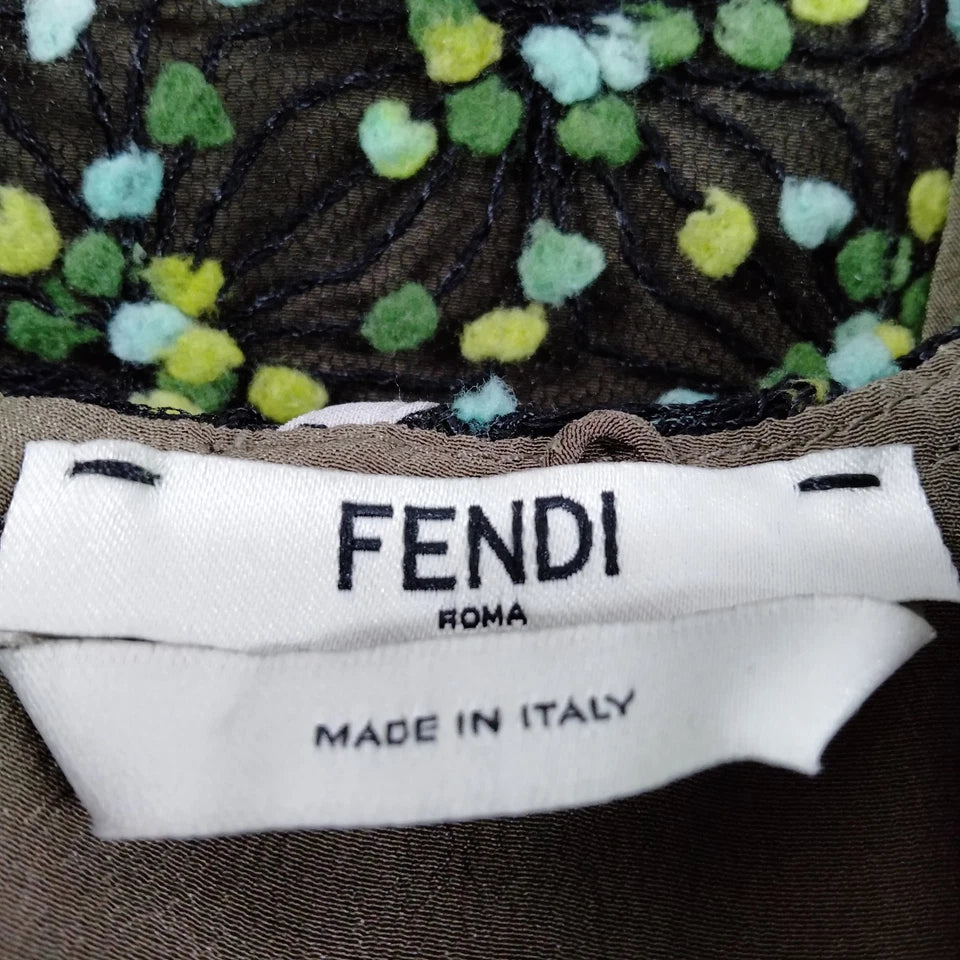 Fendi Italy. Black Abstract Print Nylon/Acrylic Blend Dress