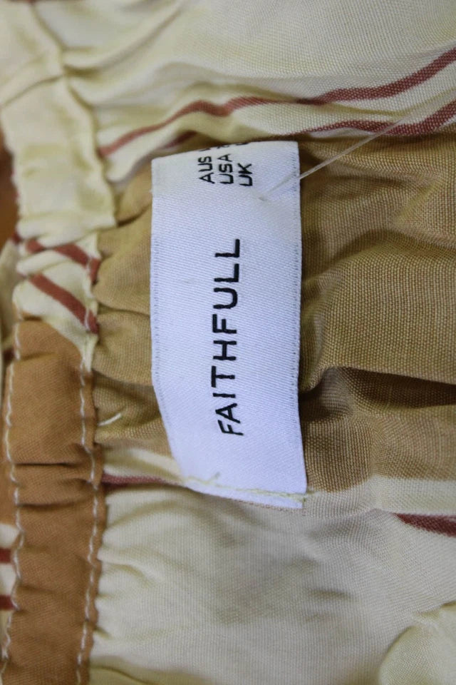 Faithfull. Vintage Viscose Beige Striped Slip Sundress
