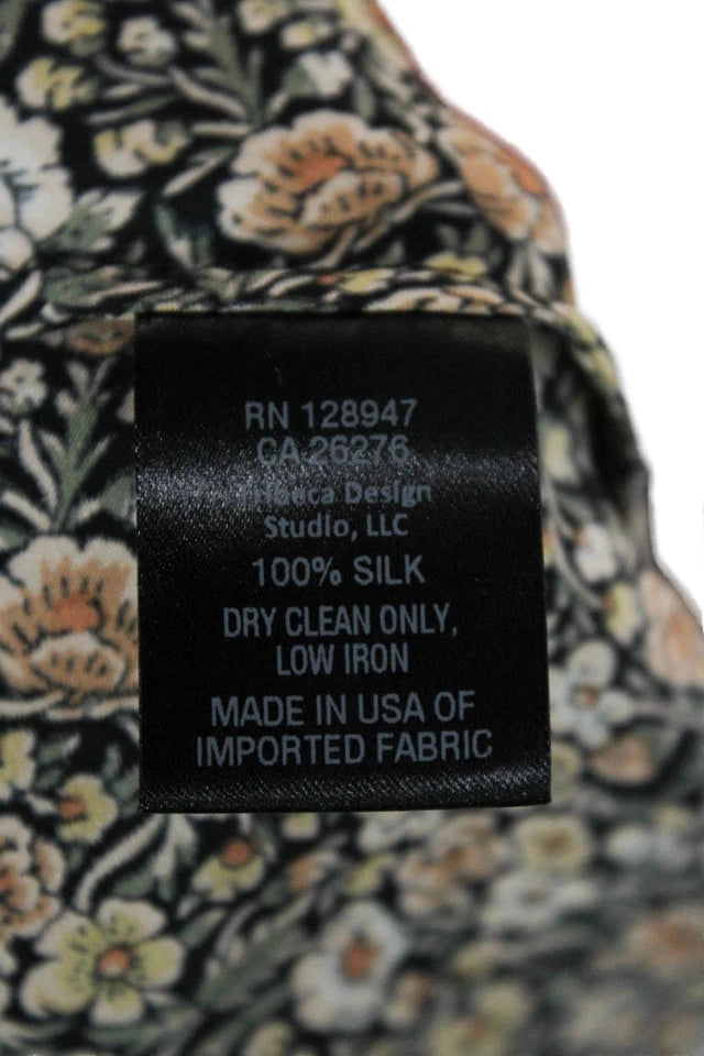 Nili Lotan NY. Black Silk Floral Sleeveless V-Neck Camisole