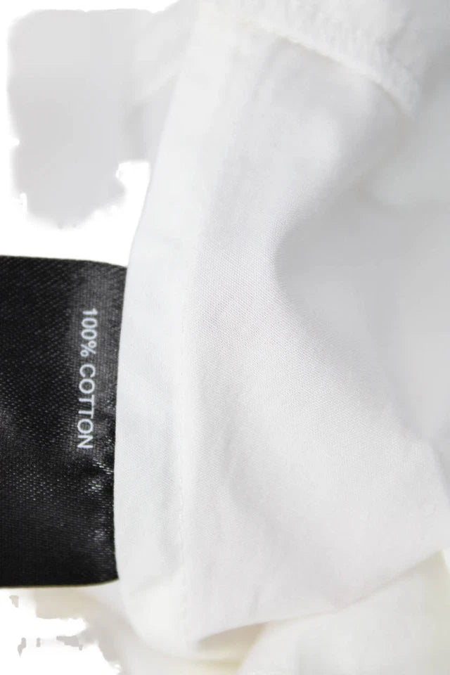 Toccin NYC. White 100% Cotton Collared Long Sleeve Shirt Dress