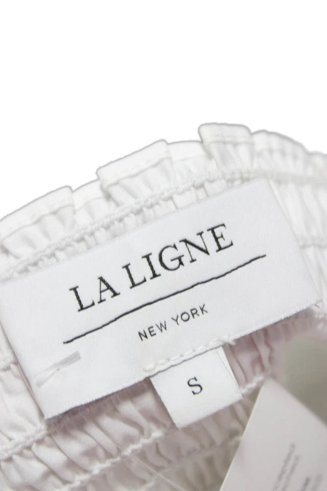 La Ligne NY. White Cotton Square Neck Long Sleeve Blouse