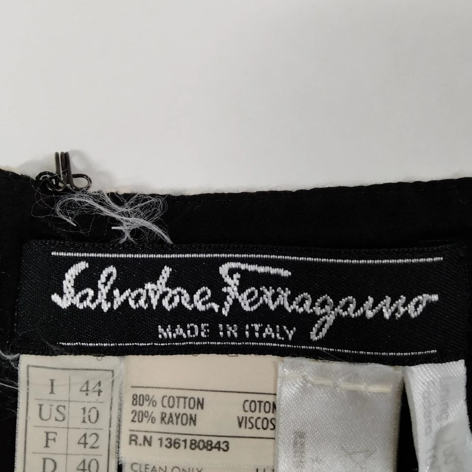 Ferragamo Italy. Cotton, Rayon Sleeveless Dress