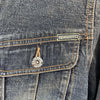 Parasuco Milan/Montreal. Distressed Blue Denim Jean Jacket w/embellishments