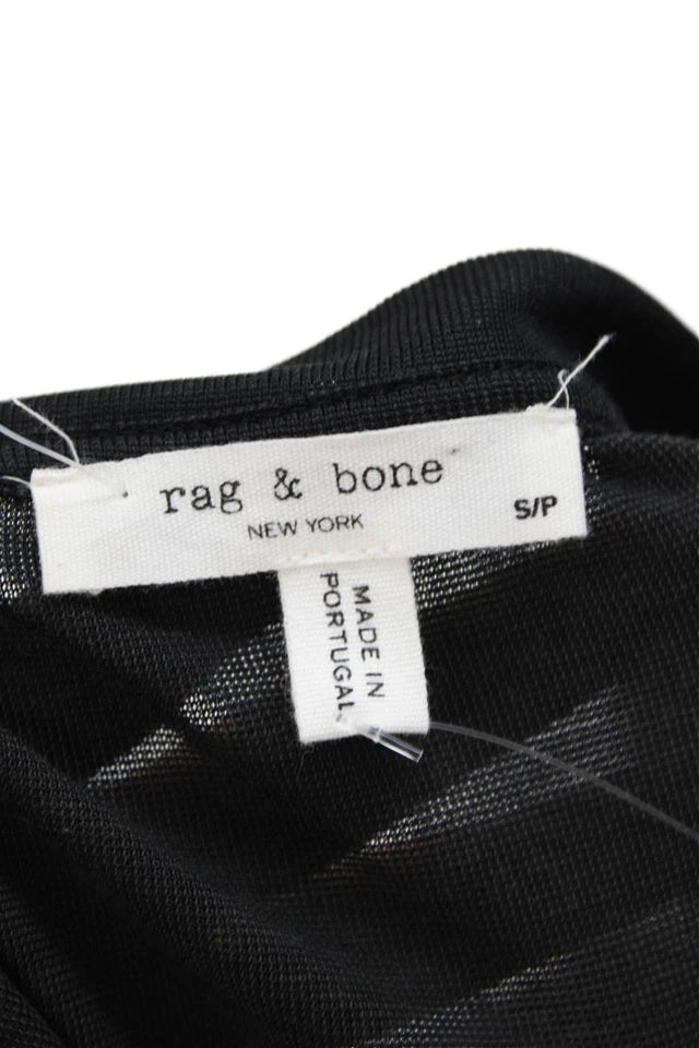 Rag & Bone NY. Black Knit Striped Short Sleeve Tee Shirt Dress