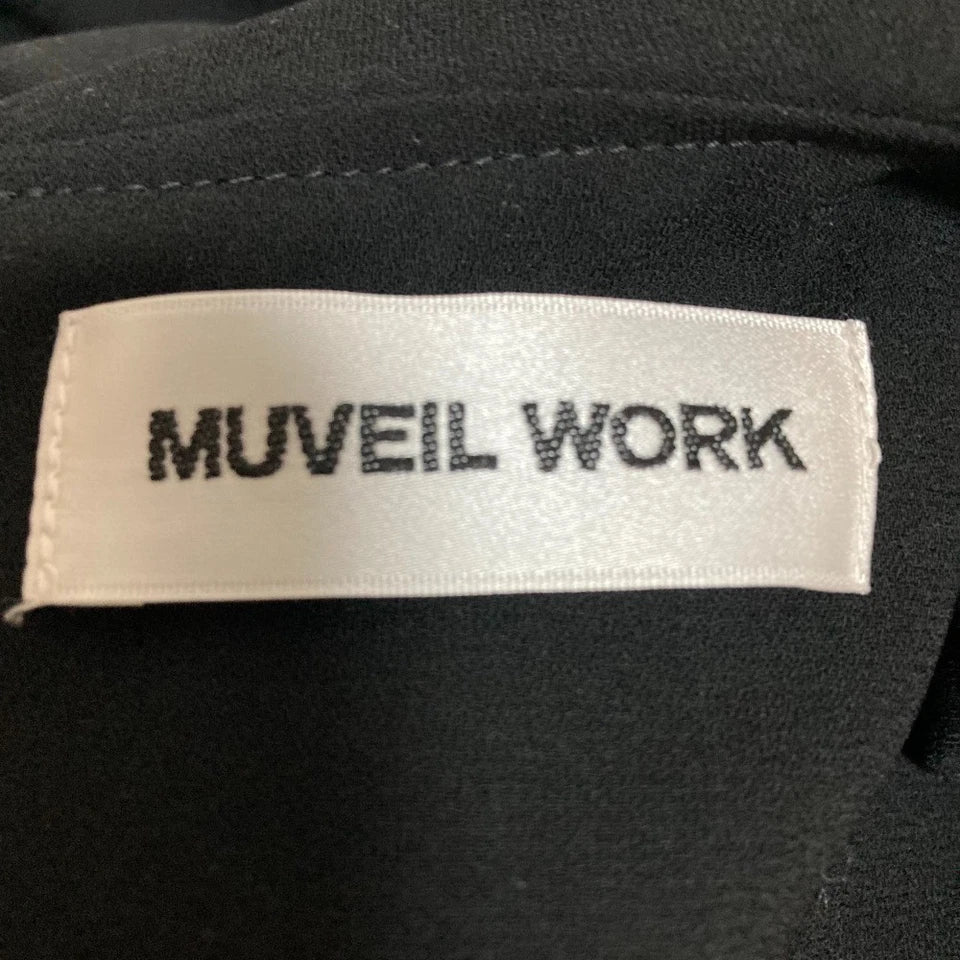 MUVEIL WORK JAPAN. Black Ribbon Cape Dress
