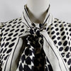 Gucci Italy. Vintage Geo Graphic Print Silk Tie Blouse