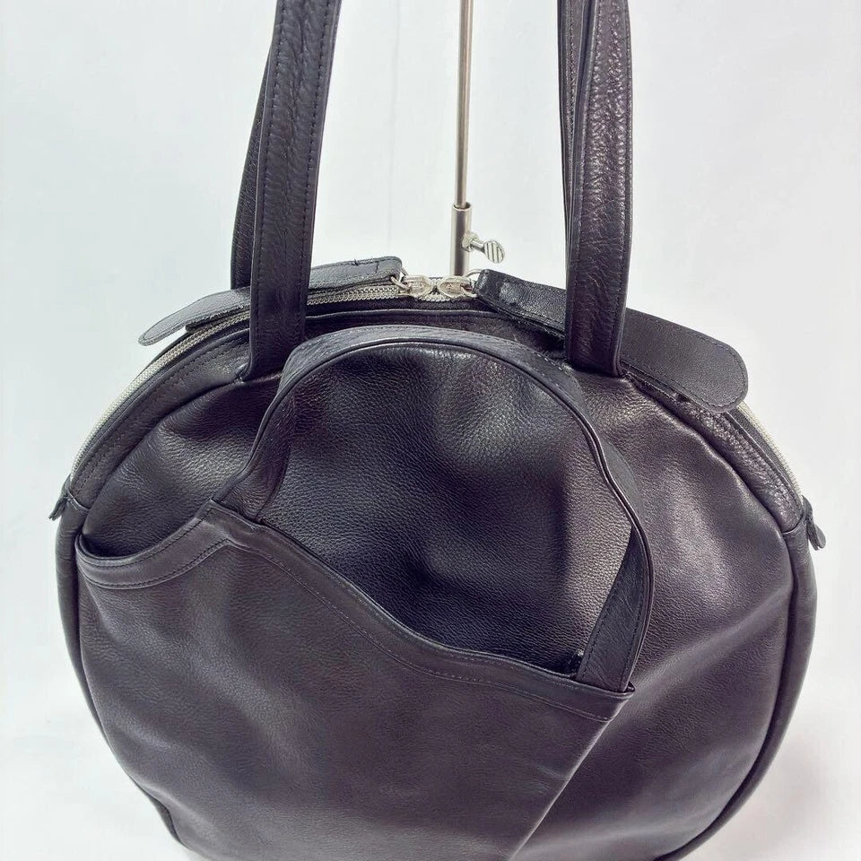 MICHIAMO JAPAN. Black Kip Leather Shoulder Bag / Tote Bag
