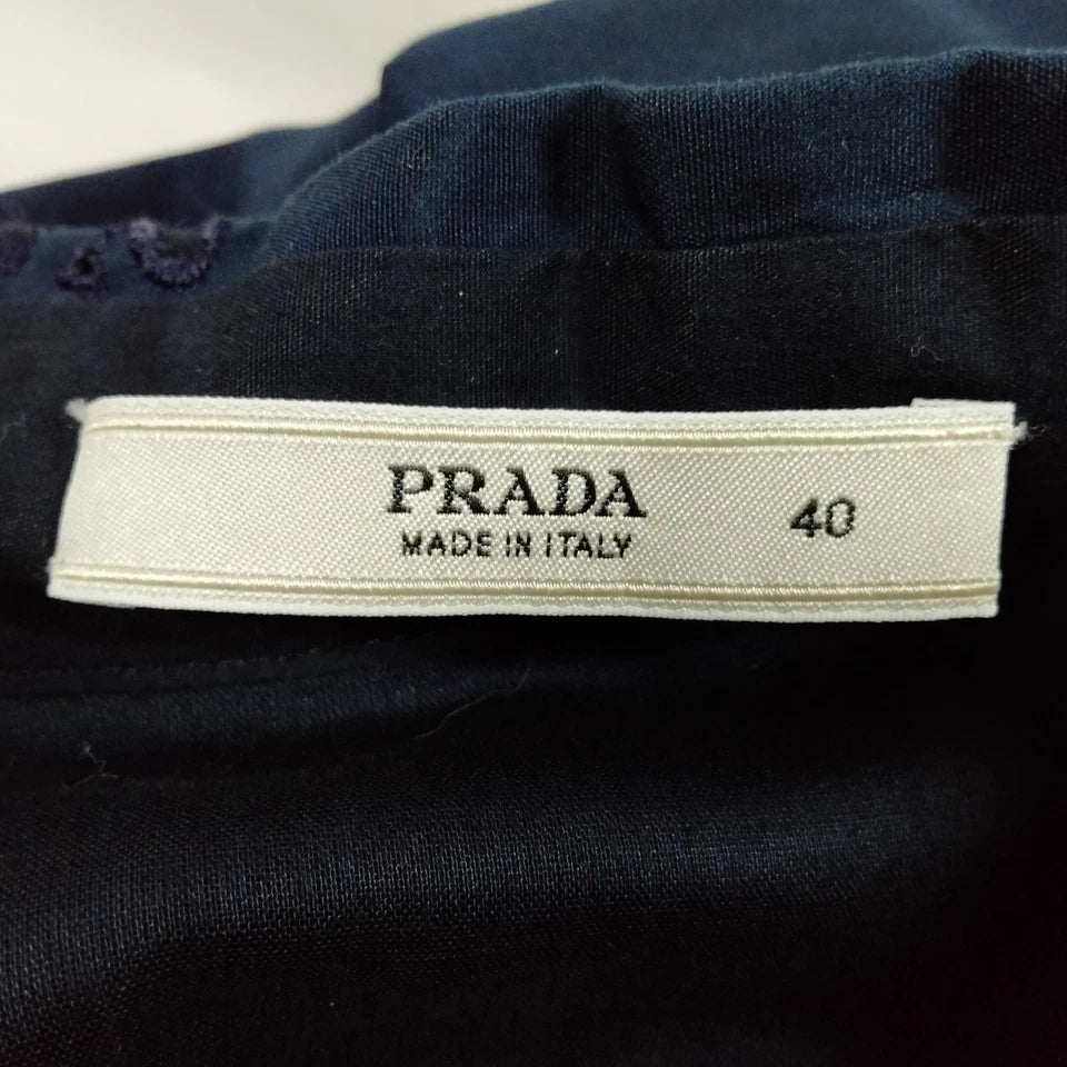 Prada Italy Midnite Navy Blue Cotton Dress