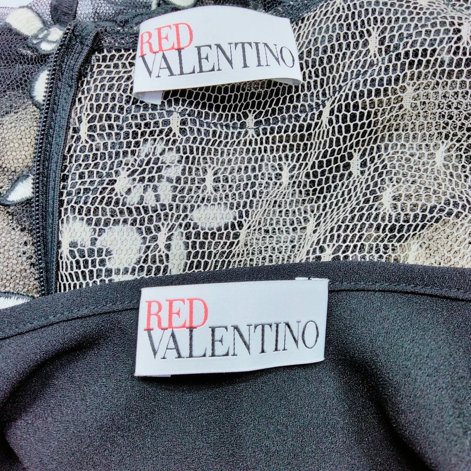 Valentino Italy. Vintage Embroidery Nylon/PolyTech Fabric Dress