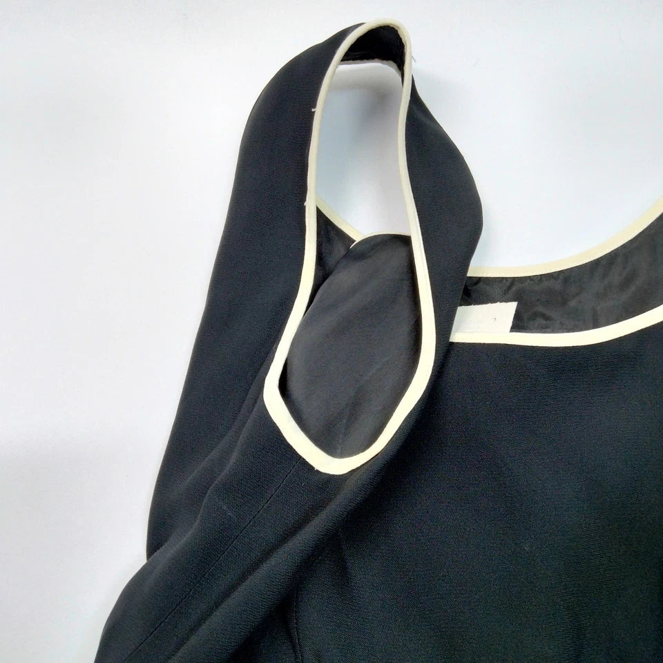 Fendi Italy. Black w/White Accents Acetate Rayon Cupro Dress