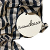 troisiemechaco Japan. Navy Check Rayon/Tencel Blend Gathered Blouse