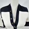 Balenciaga Paris. Black/White Rayon Polyurethane Acetate Dress Button Accents