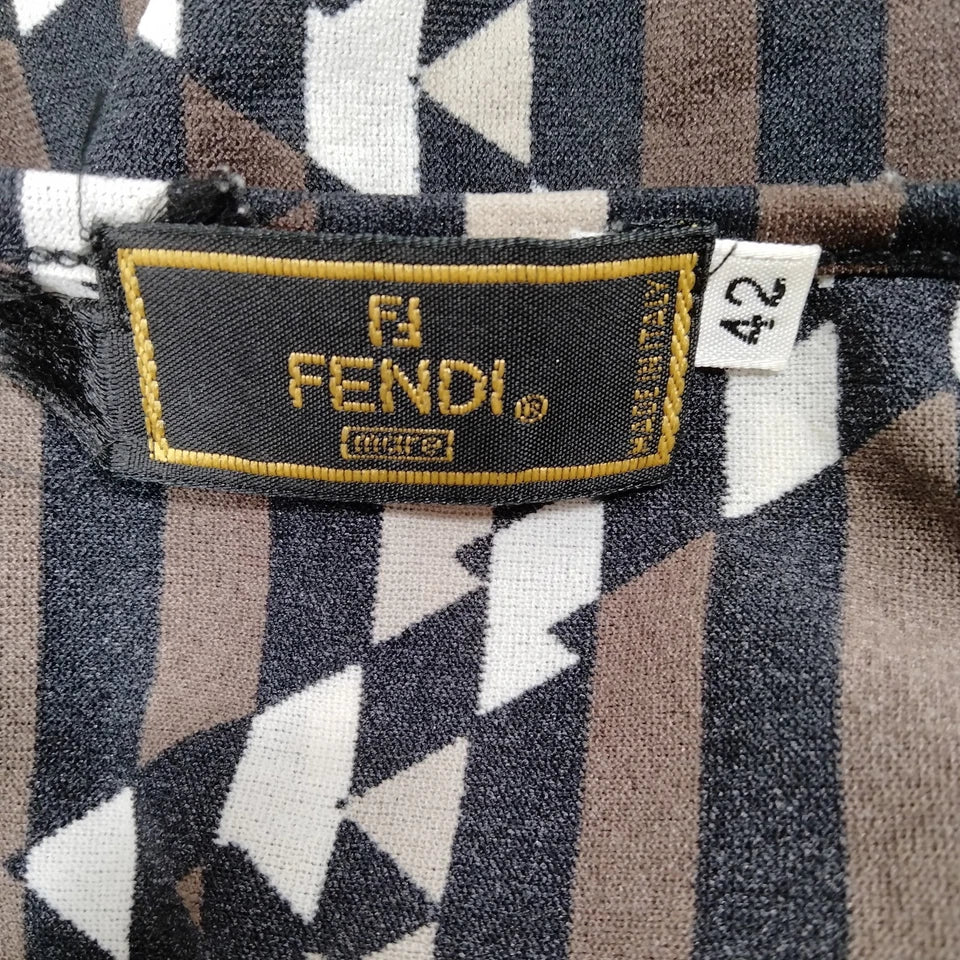 Fendi Italy. Abstract Logo Printed Nylon Top