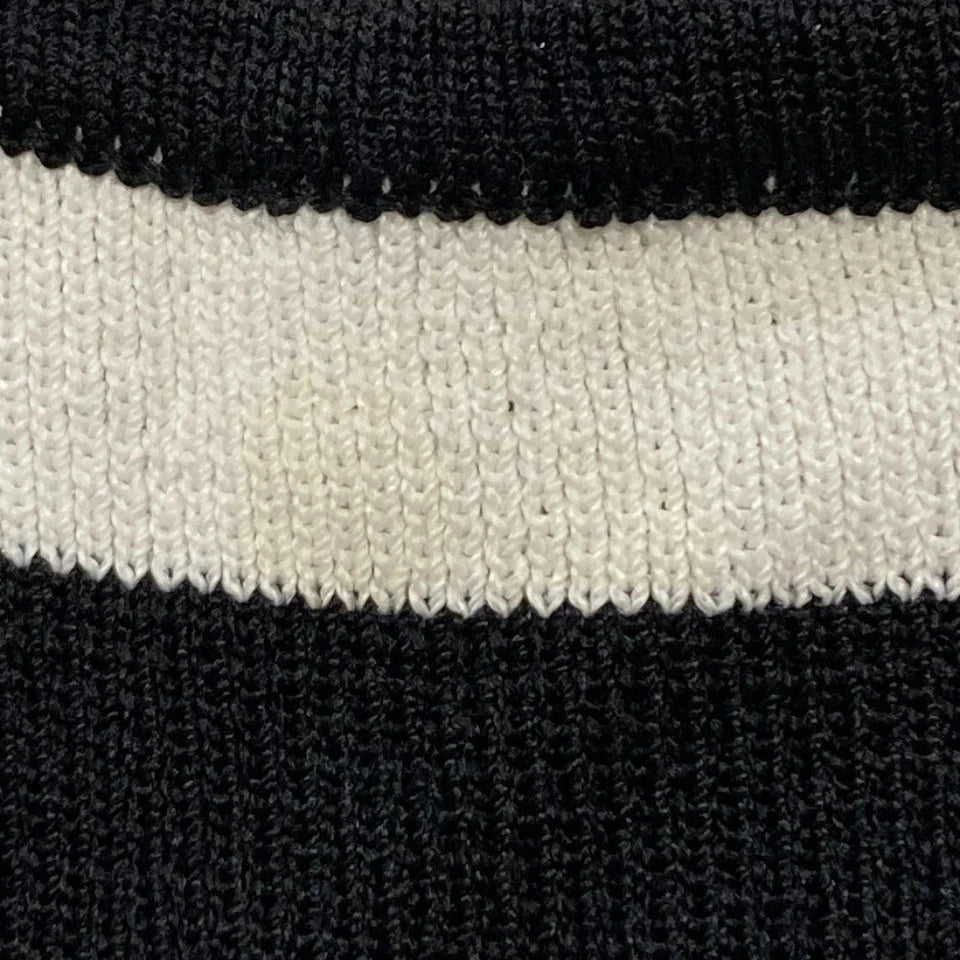 Diagram Grace Continental Japan. White/Black/Blue Striped Pleated Knit Dress
