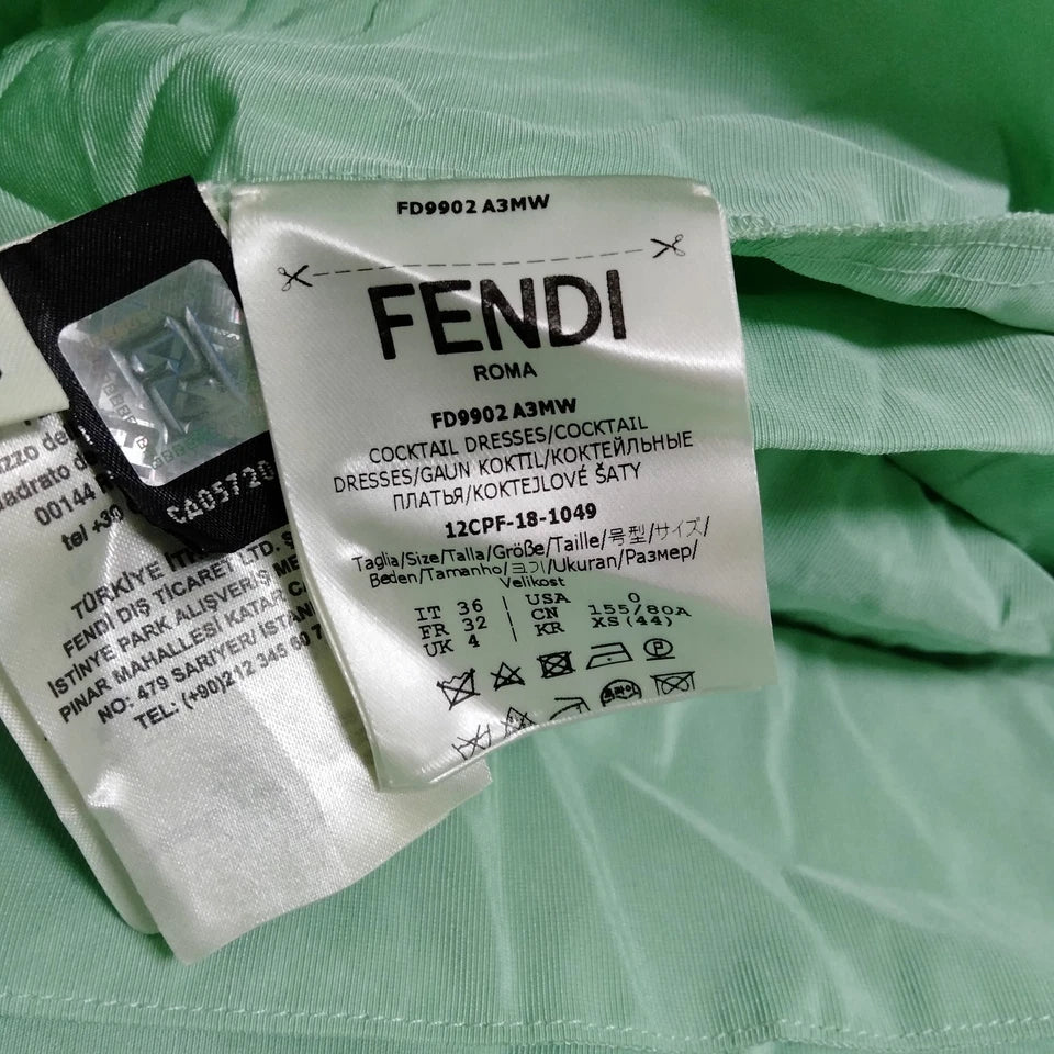 FENDI ITALY. Vintage Cotton Blend Light Green Dress