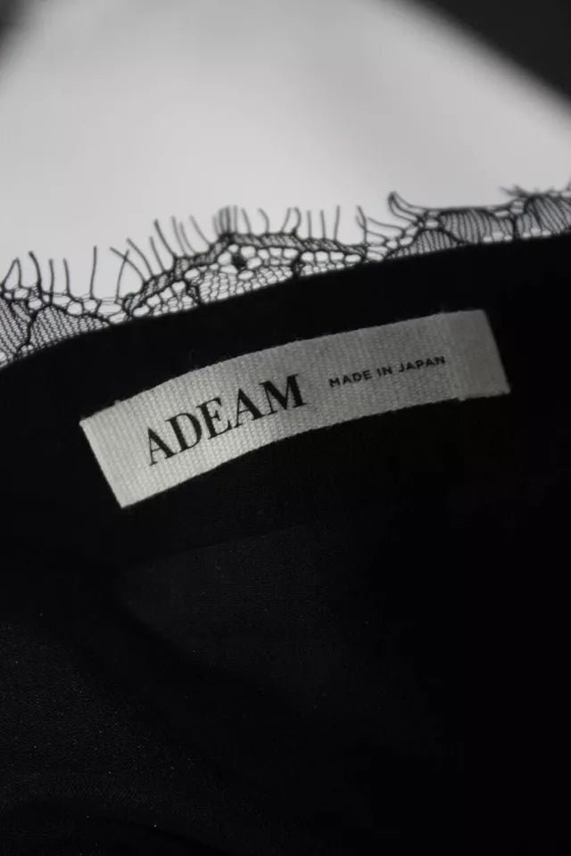 ADEAM JAPAN.  NEW W/TAGS. Black Wool Lace Trim V Neck A Line Punk Camisole Dress