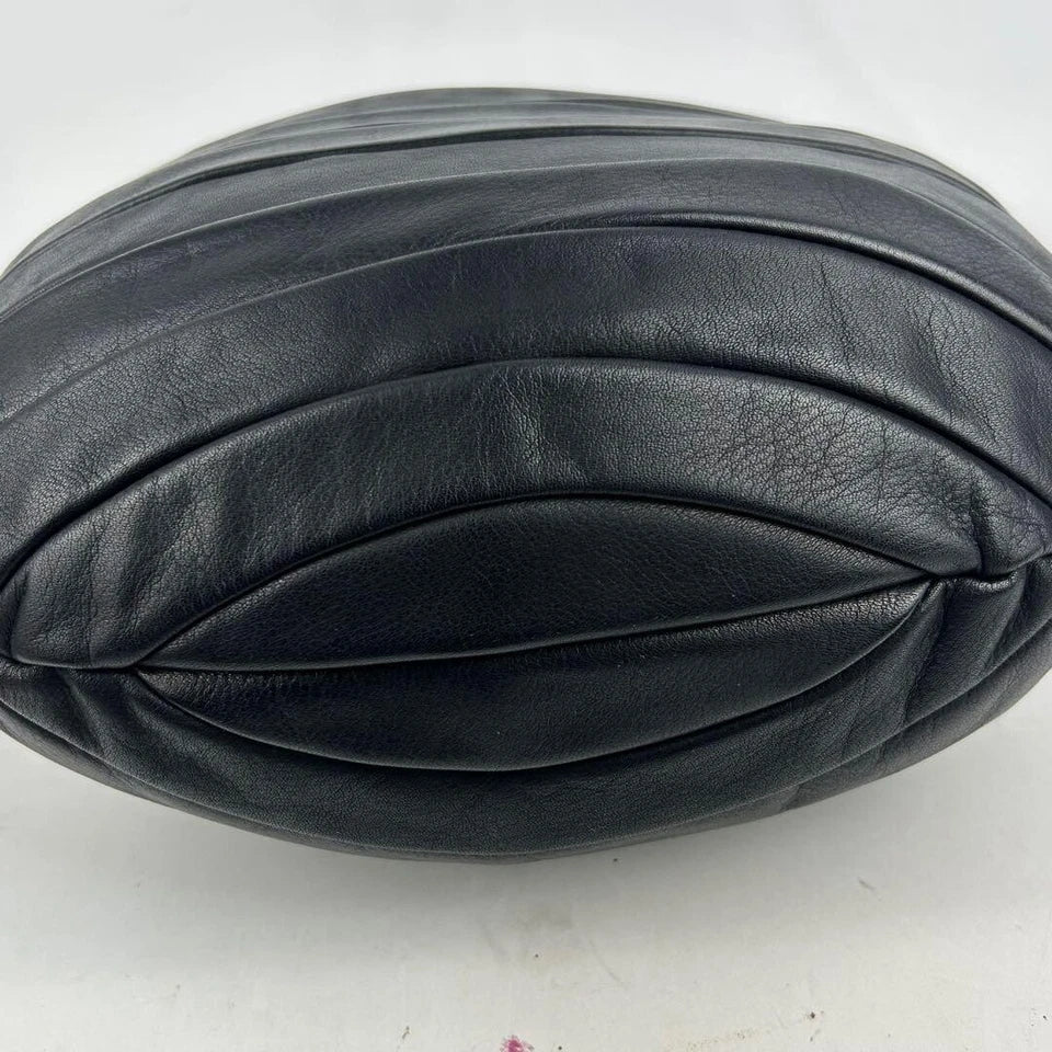 KAWA KAWA JAPAN. Black Lambskin Quilted Leather Tote Bag / Shoulder Bag