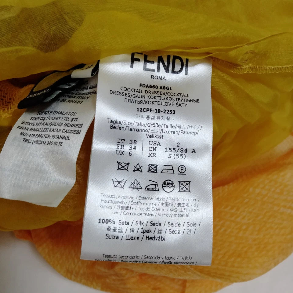 Fendi Italy. Vintage Silk Polyester w/Scarf/Sash Dress