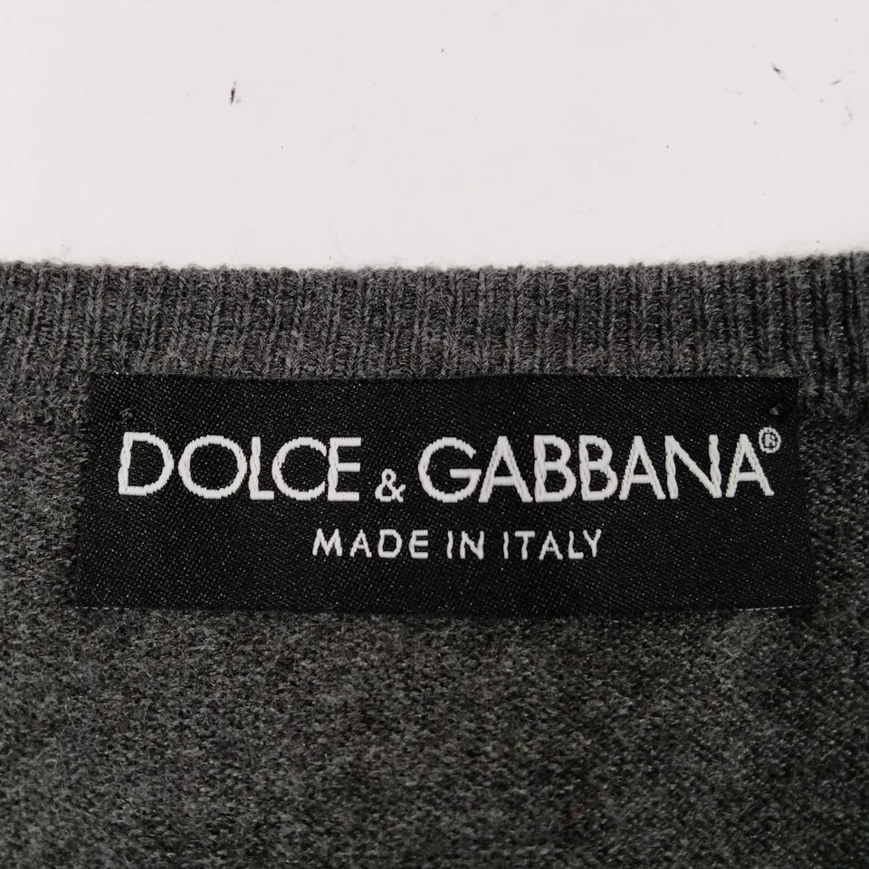 DOLCE&GABBANA ITALY. Gray Nylon, Rayon Blend Button Top