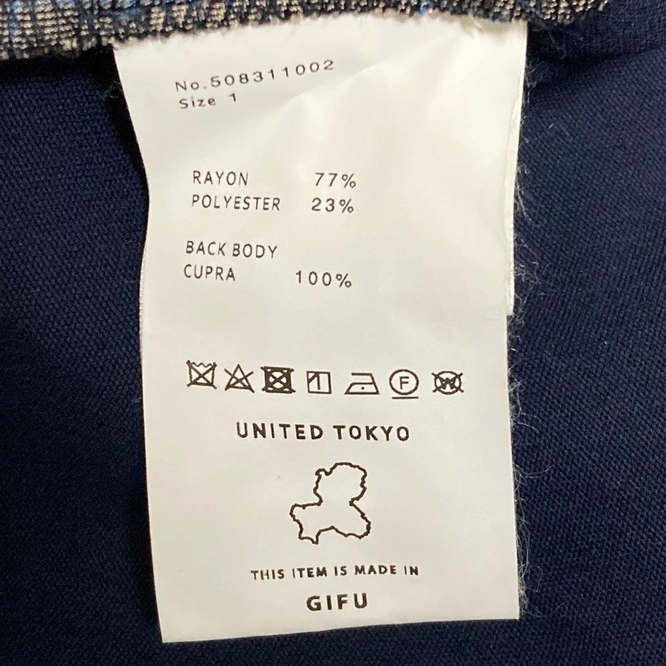 UNITED TOKYO JAPAN. Rayon Blend Navy/Brown Back Check Dress