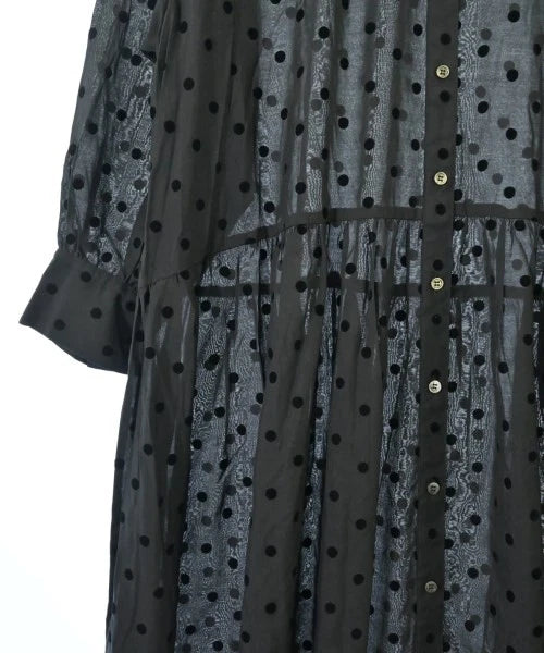 Spick and Span Japan. Black (Dot Pattern) Semi-Sheer Shirt Dress