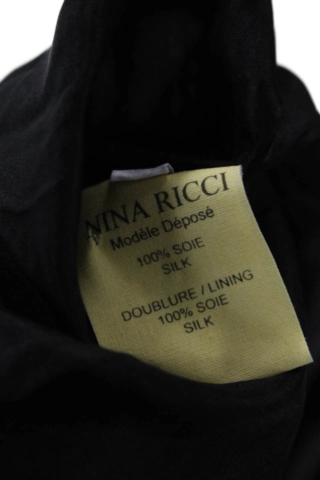 Nina Ricci Paris. Silk Long Sleeve Pink Black Abstract Print Dress