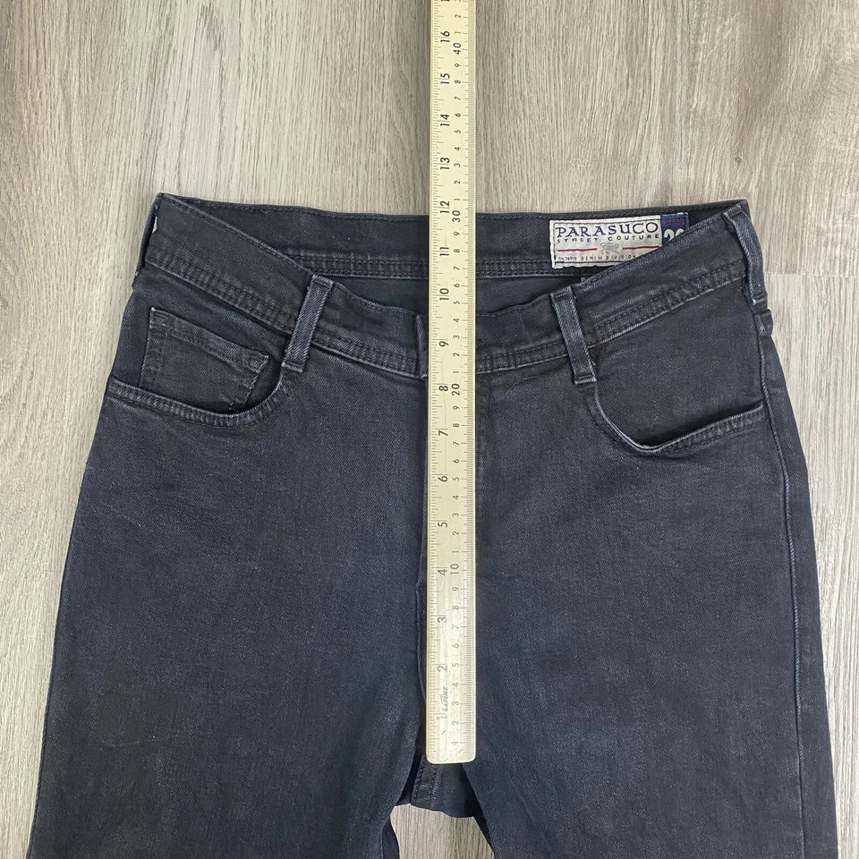 Parasuco Italy. Black Denim Y2k Vintage Low Rise Flare Stretch Jeans