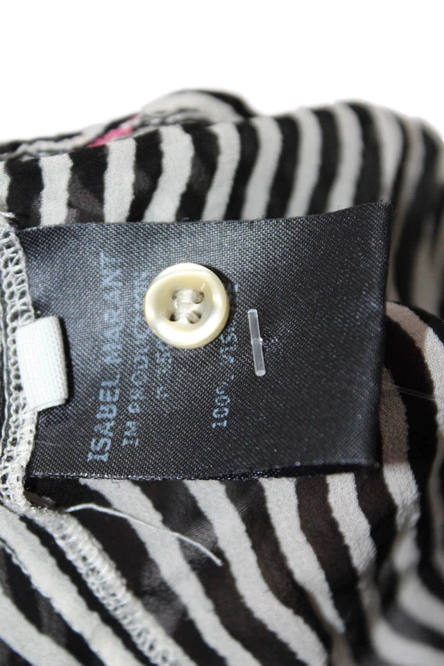 Etoile Isabel Marant Paris. Black/White Viscose Striped Long Sleeves Blouse