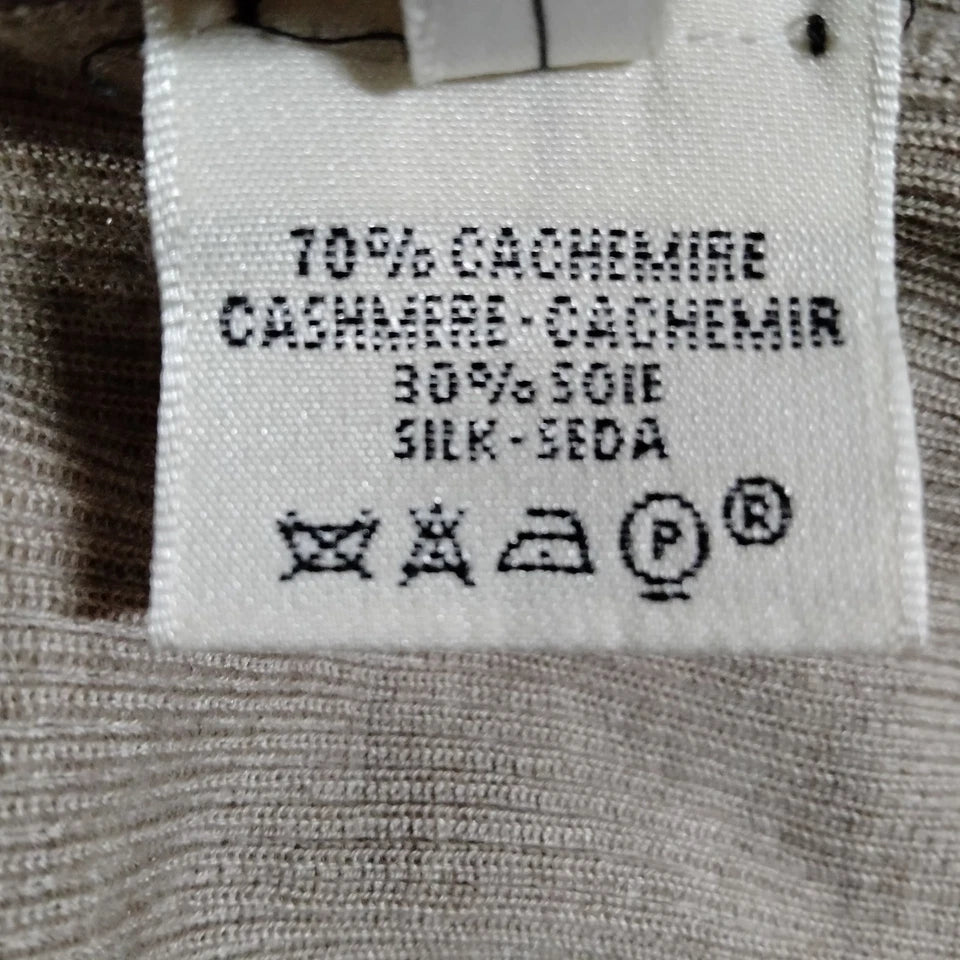 Hermes Paris. Beiges/Grays Cashmere/Silk Cardigan Style Top