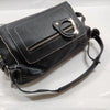 FERRAGAMO ITALY. Black Pebbled Leather Long Strap Shoulder Bag