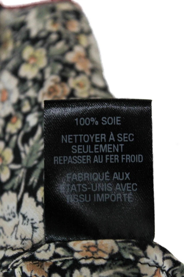 Nili Lotan NY. Black Silk Floral Sleeveless V-Neck Camisole