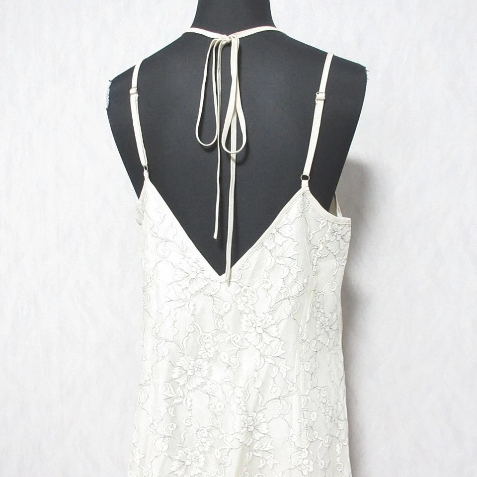 PROPORTION BODY DRESSING JAPAN. Back Ribbon Lace Ivory Color Cami Slip Dress