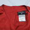 CHANEL PARIS. Vintage Burgundy Red Silk Chanel Buttons Shoulder, and Back Top